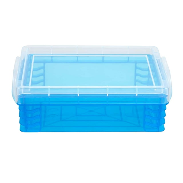 Teal Stacking Crayon Box by Simply Tidy Plastic Storage Containers for School Supplies, Sewing