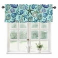 thumbnail image 1 of Teal Starfish Coastal Kitchen Valances for Windows 60x18 Inch Kitchen Curtains Valances Rod Pocket Summer Beach Conch Shell Ocean Bathroom Window Valances for Window Treatment Decor, 1 of 6