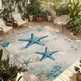 thumbnail image 1 of Teal Starfish Coastal Outdoor Rug for Patio/Deck/Porch, Non-Slip Large Area Rug 3 x 5 Ft, Vintage Summer Beach Nautical Indoor Outdoor Rugs Washable Area Rugs, Reversible Camping Rug Carpet Runner, 1 of 8