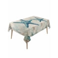thumbnail image 1 of Teal Starfish Coastal Rectangle Tablecloth, Vintage Summer Beach Nautical Waterproof & StainResistant Tablecloth, Washable Oil-proof Table Cover for Dining/Party/Wedding/Camping/Buffet 54x108 In, 1 of 9