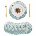 thumbnail image 1 of Teal Starfish Coastal Round 15 Inch Placemats Set of 6, Summer Beach Coral Nautical Ocean HeatResistant Non Slip Place Mats for Dining Table, Wipeable Braided Kitchen Table Mats for Housewarming, 1 of 9