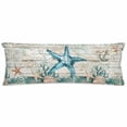 thumbnail image 1 of Teal Starfish Coastal Satin Pillowcase for Hair and Skin with Zipper, Soft Breathable Cooling Silk Pillow Cases, Summer Beach Nautical Retro Body Pillow Covers Bed Pillows 20"x54", 1 of 6