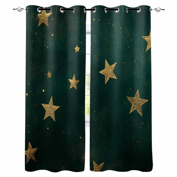 Teal Stars Kitchen Curtains Elegant Art Sky Star Cafe Short Curtains for Bathroom Blackout Window Curtain Grommet Small Window Treatment Tier Drapes for Bedroom Living Room 27.5"x39"x2