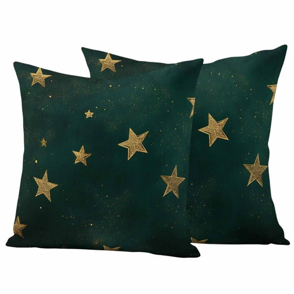 Teal Stars Outdoor Waterproof Pillow Covers, Elegant Art Sky Star Decorative Square Throw Pillowcase Sofa Cushion Sham for Patio/Couch/Chair, 24"x24" 2 Pack