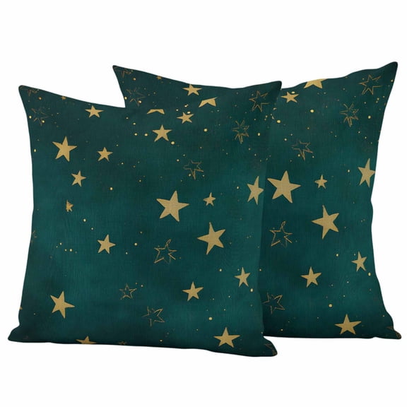 Teal Stars Outdoor Waterproof Pillow Covers, Elegant Sky Star Art Decorative Square Throw Pillowcase Sofa Cushion Sham for Patio/Couch/Chair, 24"x24" 2 Pack