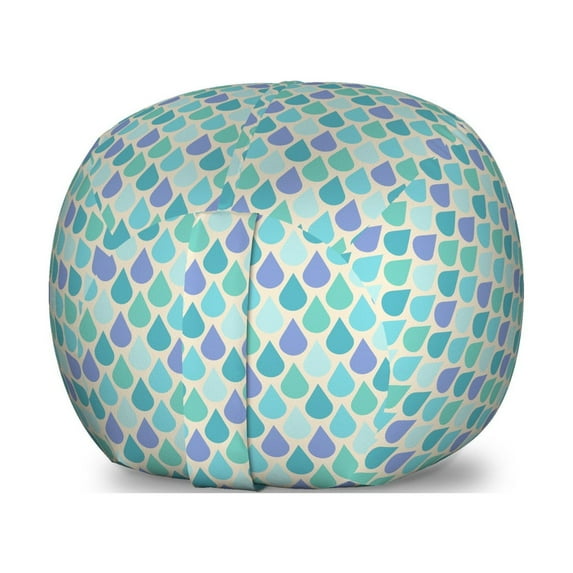 Teal Storage Toy Bag Chair, Colorful Water Droplets Rain Themed Image Natural World in Abstract Manner, Stuffed Animal Organizer Washable Bag, Large Size, Aqua Teal Lavender, by Ambesonne
