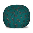thumbnail image 1 of Teal Storage Toy Bag Chair, Whimsical Modern Style Berry Christmas Pattern Hand Drawn Rustic Traditional, Stuffed Animal Organizer Washable Bag, Large Size, Teal Ruby Vermilion, by Ambesonne, 1 of 3