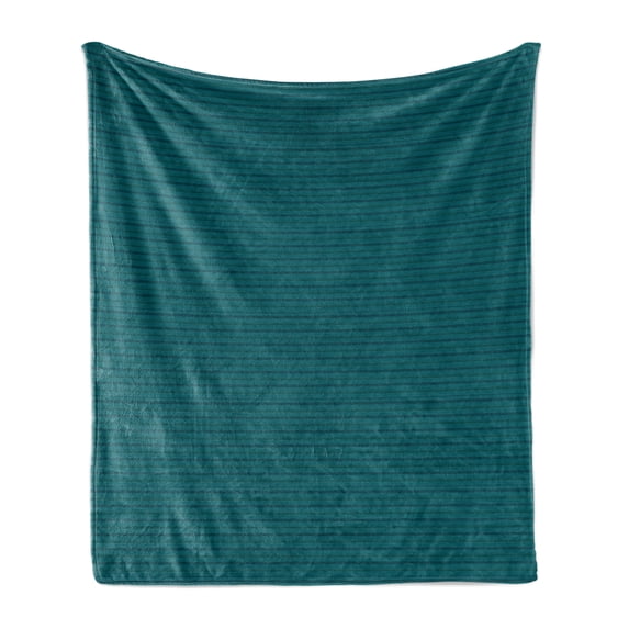 Teal Stripe Soft Flannel Fleece Throw Blanket, Monochrome Style and Plain Demonstration of Continuing Horizontal Lines, Cozy Plush for Indoor and Outdoor Use, 60" x 80", Dark Teal, by Ambesonne