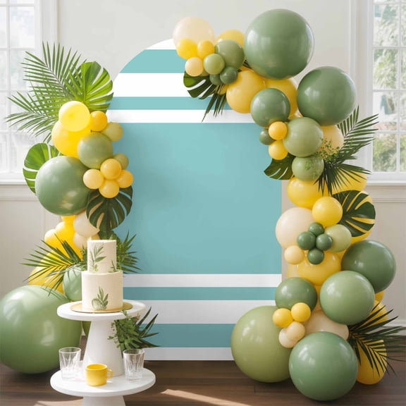 Teal Striped Arch Backdrop Cover, 5FT, Texture Spandex Arch Covers Double-Sided Backdrop for Wedding Birthday Party Photo Background Decoration