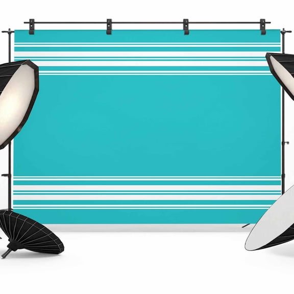 Teal Striped Backdrop for Photoshoot,Photography Photo Studio Background Wall Backdrop,Luxurious White Stripes Modern Abstract Art Back Drop Banner Panel for Portraits Wedding Live Streaming 8x6Ft