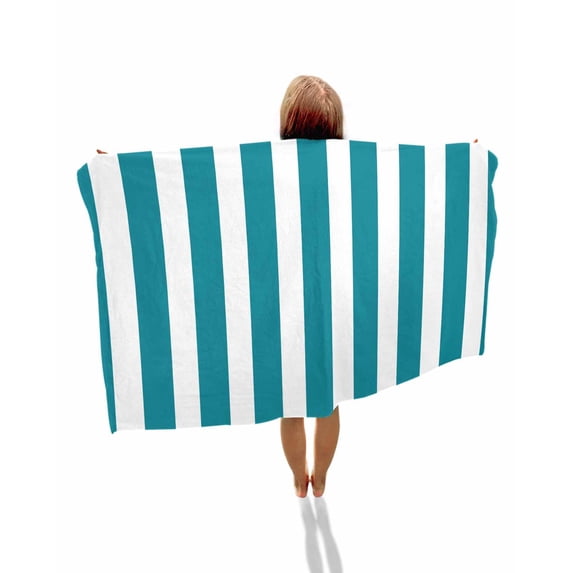 Teal Striped Beach Towels Oversized Super Absorbent, Simple Art Vertical Stripe Farmhouse Lightweight Bath Towel Quick Dry Sets For Bathroom/Pool/Rv Camping/Beach Play/Gym Room/Picnic 35"x70"