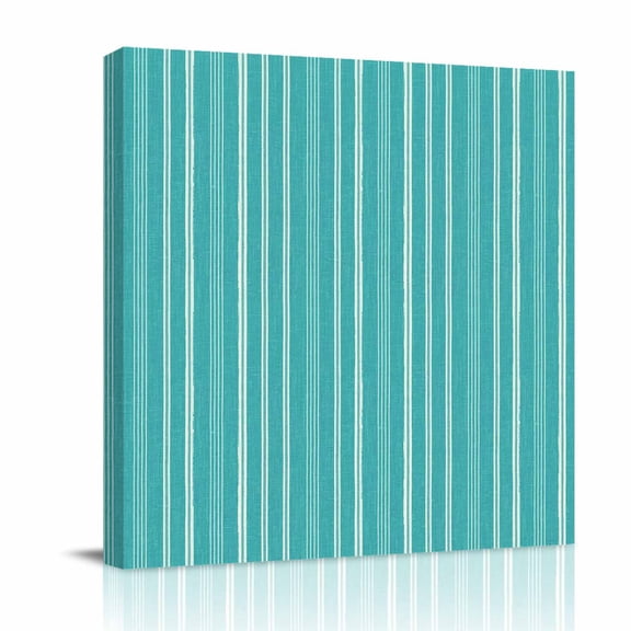Teal Striped Canvas Wall Art for Living Room, Minimalism Stripes Modern Vintage Farmhouse Abstract Wall Decor Framed Artwork Pictures Ready to Hang for Bedroom Office Home Decor