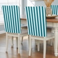 thumbnail image 1 of Teal Striped Chair Back Covers, Removable Chair Covers for Dining Chairs Set of 4, Washable Chairs Slipcovers Back Seat Protector for Wedding Party 19"x20", 1 of 9