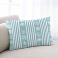 thumbnail image 1 of Teal Striped Coastal Throw Pillow Cover, Pillowcase Protectors with Zipper, Breathable Decorative Lumbar Pillow Case Cover, Nautical Beach Starfish Shell Pillow Shams for Couch Sofa 16x24Inch, 1 of 8