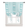 thumbnail image 1 of Teal Striped Coastal Tie Up Curtains for Kitchen Bathroom Bedroom Windows 45 Inch Length, Nautical Beach Starfish Shell Balloon Drape Curtains Shade Rod Pocket Drapery Curtain Panel, 42"x45", 1 of 7
