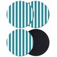 thumbnail image 1 of Teal Striped Coasters Set of 4, Simple Art Vertical Stripe Farmhouse Absorbent Coasters for Drinks, Coaster for Bar Office Dining Coffee Table Accessories Decor, Non Slip Round Desk Coaster, 1 of 9