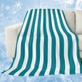 thumbnail image 1 of Teal Striped Cooling Blanket, Lightweight Breathable Summer Throw Blanket with Double Sided Cold Effect,Simple Art Vertical Stripe Farmhouse Picnic Beach Blankets Bed Sheet for Hot Sleepers 30"x40", 1 of 8