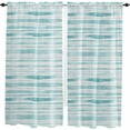 thumbnail image 1 of Teal Striped Kitchen Curtains 84 Inch Length, Farmhouse Curtains & Drapes, Watercolor Teal White Stripes Rod Pocket Window Curtains for Living Room/Bedroom/Bathroom, 52" x 84", 2 Panels, 1 of 5