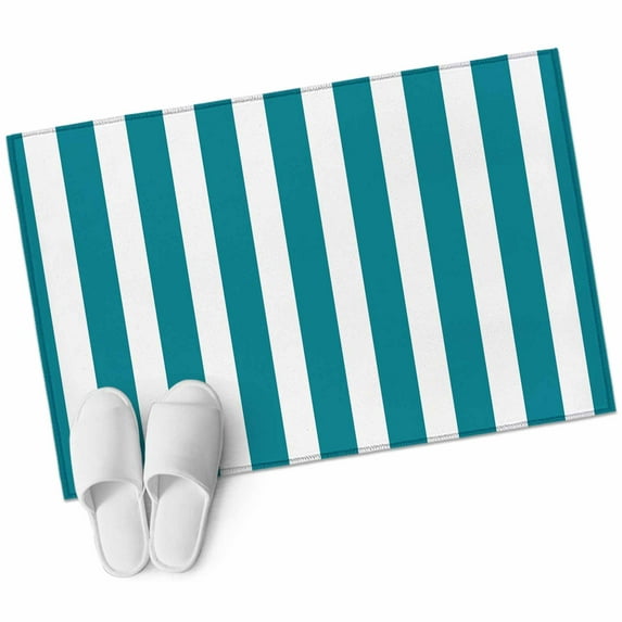 Teal Striped Large Area Rugs for Bedroom Living Room, Soft Non Slip Carpet Bedside Rug, Simple Art Vertical Stripe Farmhouse Rectangular Floor Cover Kitchen Accent Rug 2'x3' for Dining Room/Office