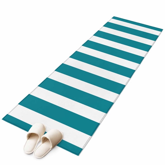 Teal Striped Large Area Rugs for Bedroom Living Room, Soft Non Slip Carpet Bedside Rug, Simple Art Vertical Stripe Farmhouse Rectangular Floor Cover Kitchen Accent Rug 2'x6' for Dining Room/Office