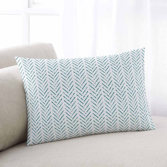 Teal Striped Throw Pillow Covers, Modern Abstract Art Geometric Soft Breathable Pillow Cases with Invisible Zipper for Sleeping, Queen Size Pillowcases for Couch Bed Sofa Chair 20x30 Inches