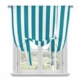 thumbnail image 1 of Teal Striped Tie Up Curtains for Small Windows,Adjustable Rod Pocket Valance 45 Inch Short, Simple Art Vertical Stripe Farmhouse Window Treatment Balloon Roman Blind Shade, 34" x 45", 1 of 9
