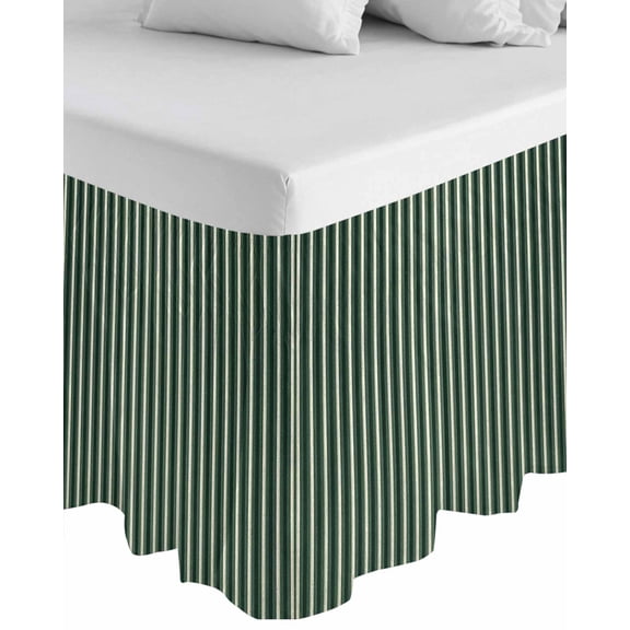 Teal Striped Wrap Around Bed Skirts for California King Bed 16" Drop,Bed Skirt with Adjustable Elastic Belt Dust Ruffle Bed Valance Turquoise Modern Abstract Art Aesthetics Bed Frame Cover