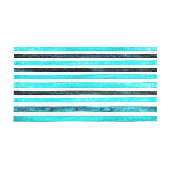Teal Stripes 39x20" Bath Mat Carpet, Absorbent and Non-Slip for Kitchen or Bathroom, Quick-Drying