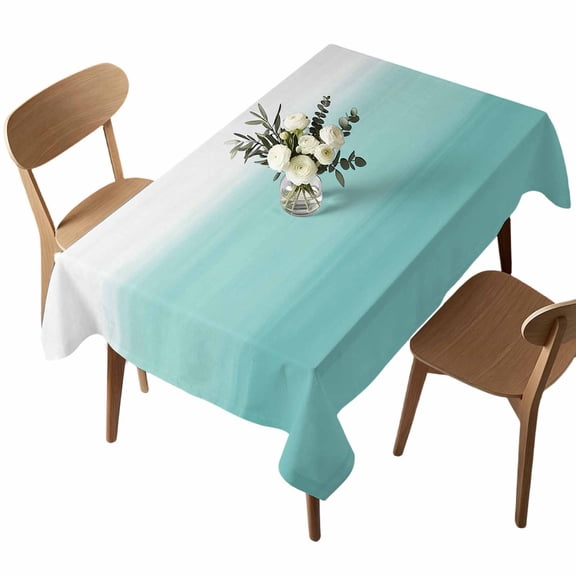 Teal Stripes Rectangle Tablecloth Abstract Modern Teal White Gradient Waterproof Wrinkle Free Soft Table Cloth Spill-Proof Washable Table Cover for Dining Party Picnic 52 x 70 Inch