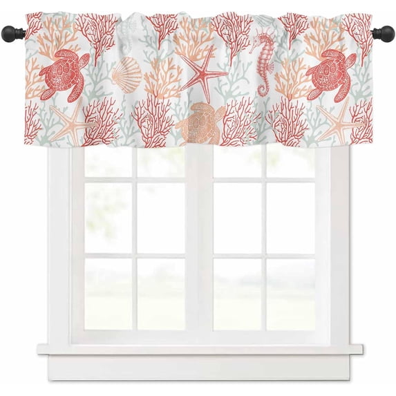 Teal Stripes Valances Window Treatment Farmhouse Decor, Vintage Teal Boho Striped Rod Pocket Valance Curtains for Living Room, Bedroom, Kitchen, 54" W x 18" L - 1 Panel