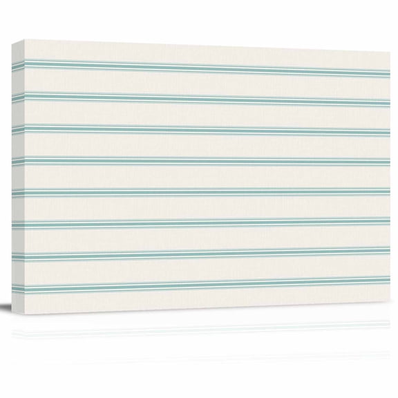 Teal Strips Canvas Print Wall Art Classic Pink Lines Abstract Nature Khaki Pictures Painting Morden Artwork for Living Room Bedroom, Ready to Hang - 12"x16"