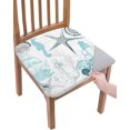 thumbnail image 1 of Teal Summer Beach Seat Covers for Dining Chairs, Stretch Kitchen Chair Slipcovers, Ocean Nautical Seashell Starfish Coastal Dining Room Chair Covers Removable Office Chair Cover Protector Set of 6, 1 of 6