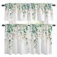 thumbnail image 1 of Teal Summer Eucalyptus Leaves Kitchen Curtains Sets for Windows 36 Inch Length, Spring Botanical Watercolor Rod Pocket Window Treatments Tier Curtains and Valances Set for Bedroom/Bathroom, 1 of 8