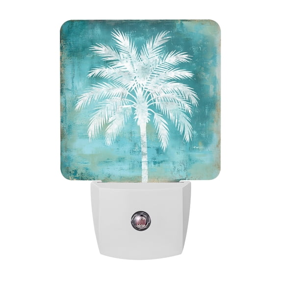 Tree Led Night Light Teal Summer Palm Tree Night Lights Plug Into Wall, LED Dusk to Dawn ...