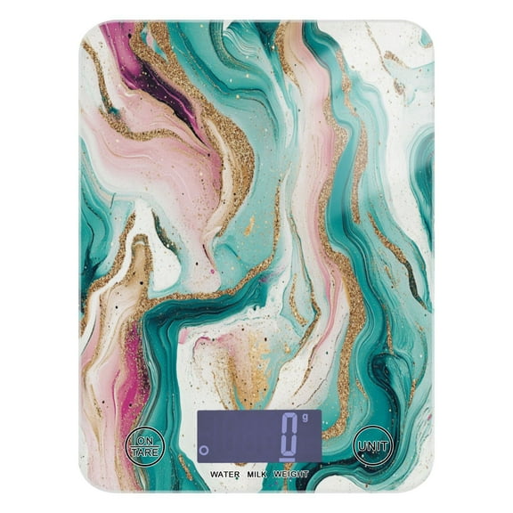 Teal Swirling Marble Pattern Food Scale Digital Kitchen Scale Waterproof Grams Ounces lbs for For Baking and Cooking