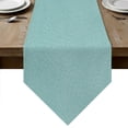 thumbnail image 1 of Teal Table Runner Linen Burlap Table Runner 60 Inches Long Modern Solid Textured Farmhouse Dresser Scarves for Kitchen Island Coffee Dining Room Party Wedding Banquet Holiday Decoration 13"x60", 1 of 8