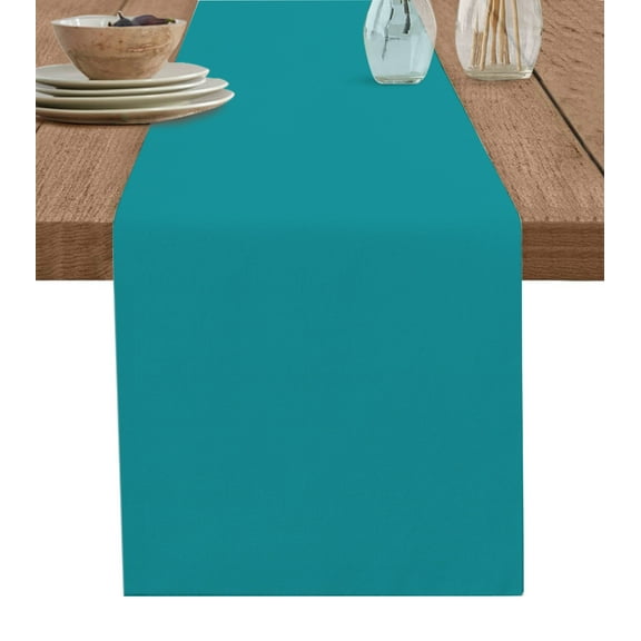 Teal Table Runner Turquoise Pure Teal Tablerunners 13 x 108 Inch, Table Decorations Tabletop Scarf for Summer Gathering Holiday Farmhouse Kitchen Dining Decor