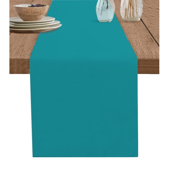 Teal Table Runner Turquoise Pure Teal Tablerunners 13 x 72 Inch, Table Decorations Tabletop Scarf for Summer Gathering Holiday Farmhouse Kitchen Dining Decor