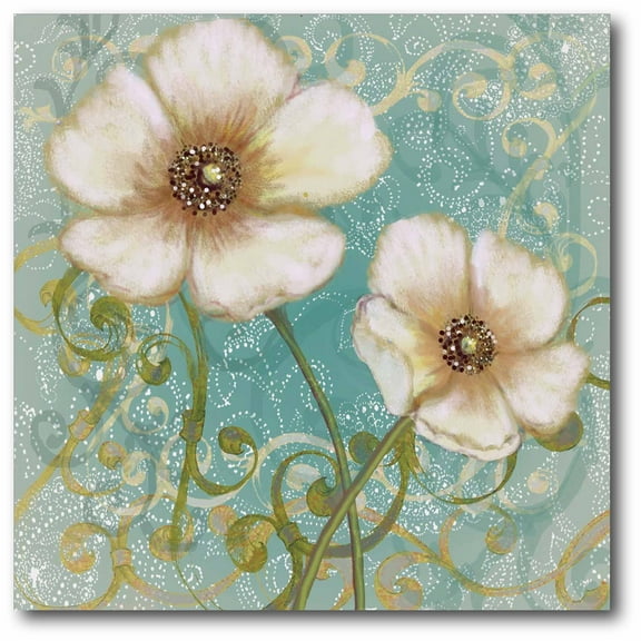 Teal & Tan Flower I Gallery-Wrapped Canvas Wall Art, 16x16