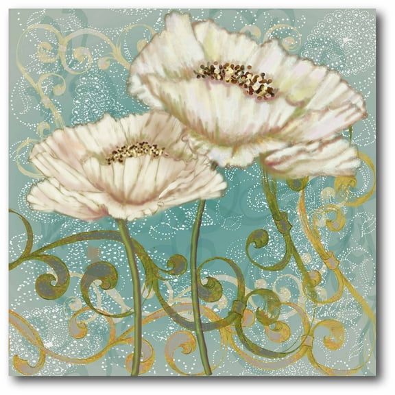 Teal & Tan Flower II Gallery-Wrapped Canvas Wall Art, 16x16