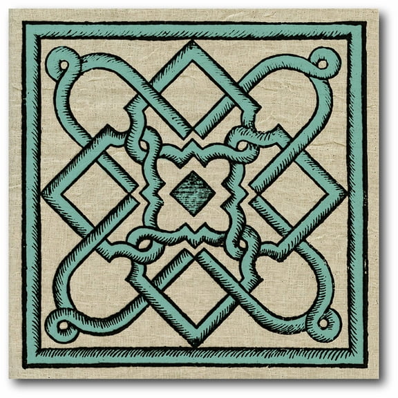 Teal & Tan Pattern II Gallery-Wrapped Canvas Wall Art, 16x16