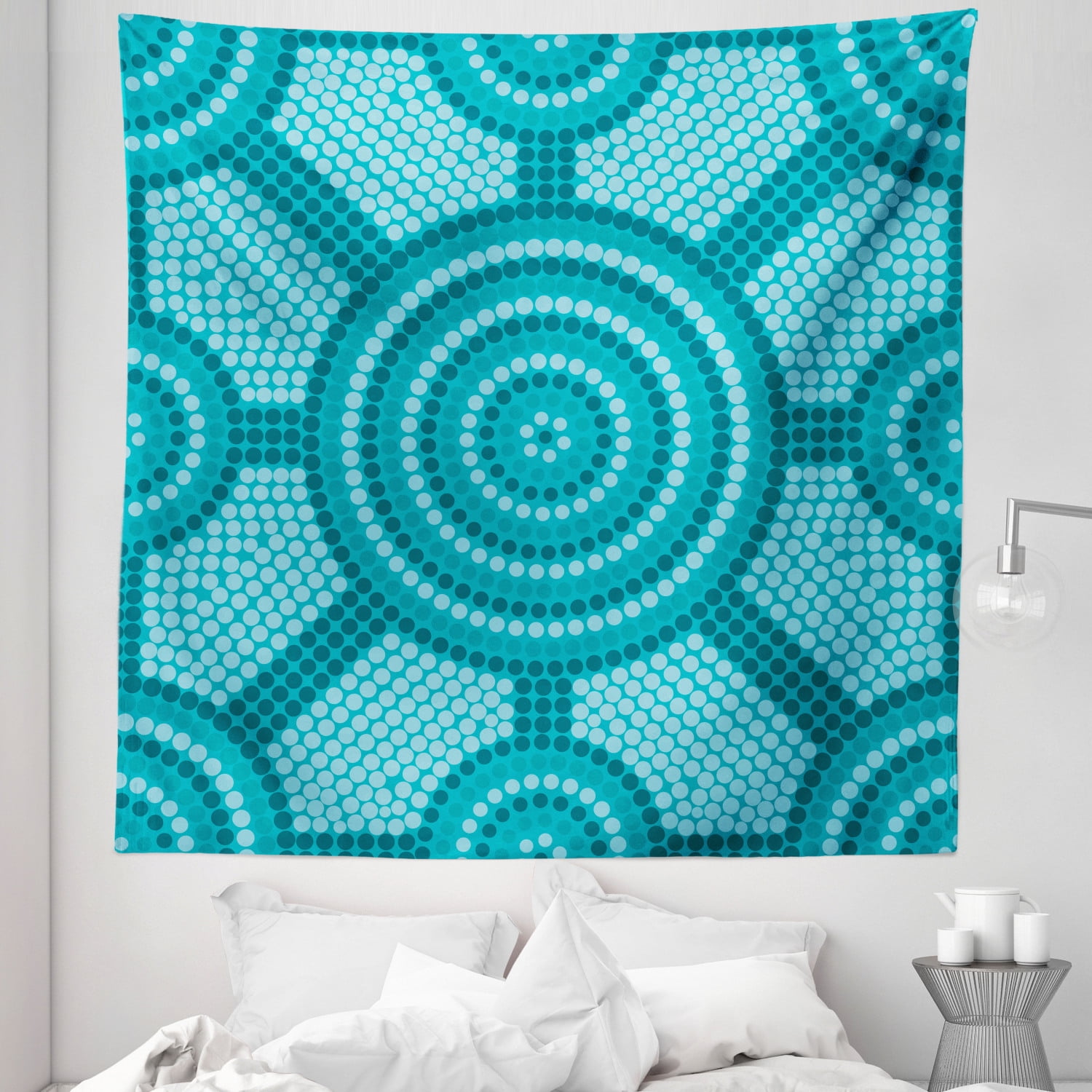 Teal Tapestry, Abstract Aboriginal Dot Painting Native Prehistoric
