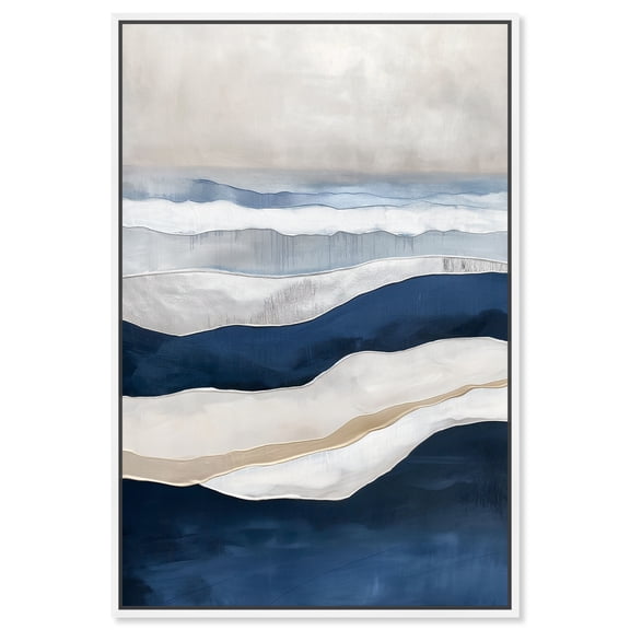 Teal Tapestry Canvas Indigo Abstract Art by Art Remedy, White Frame, 36" x 54"