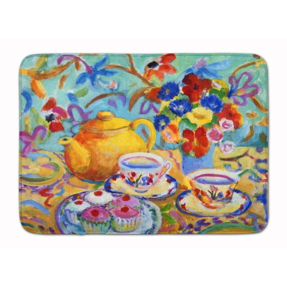 Teal Tea by Wendy Hoile Machine Washable Memory Foam Mat