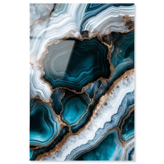 Teal Tectonic I Acrylic Blue Geode Wall Art by Art Remedy, Ready to Hang, 10 x 15