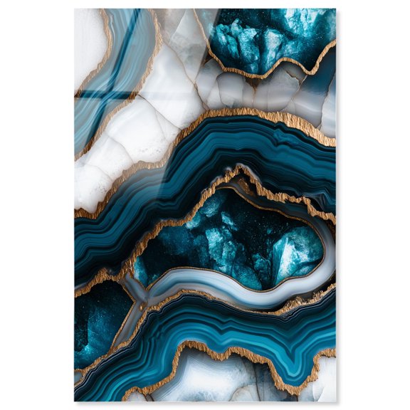 Teal Tectonic III Acrylic Blue Geode Wall Art by Art Remedy, Ready to Hang, 16 x 24