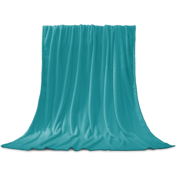 Teal Throw Blanket for Couch, Soft Lightweight Flannel Fleece Blanket, Turquoise Pure Teal Microfiber Plush All Season Decorative Blankets Gifts for Sofa Office Travel 40"x50"