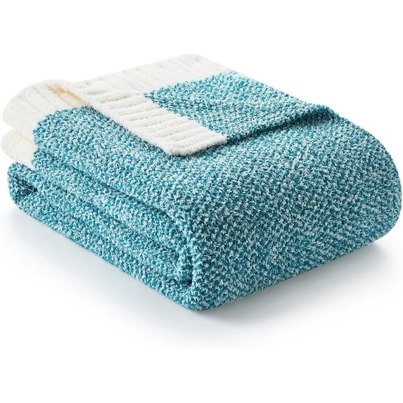 Teal Throw Blankets for Couch, Super Soft Warm Blankets Cozy Knit Fuzzy Plush Lightweight Throws for Sofa, Bed, Living Room, Heather Teal, 50x60 inches