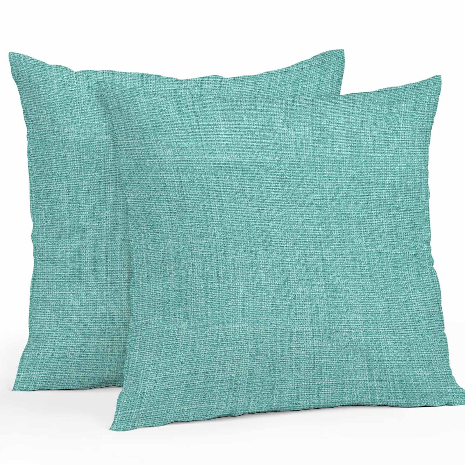 Teal Throw Pillow Covers 20x20 Inch Set of 2, Farmhouse Burlap Solid Green Color Modern Linen Texture Waterproof Outdoor Pillow Covers, Decorative Cushion Pillowcases for Couch, Sofa, Bed, Patio