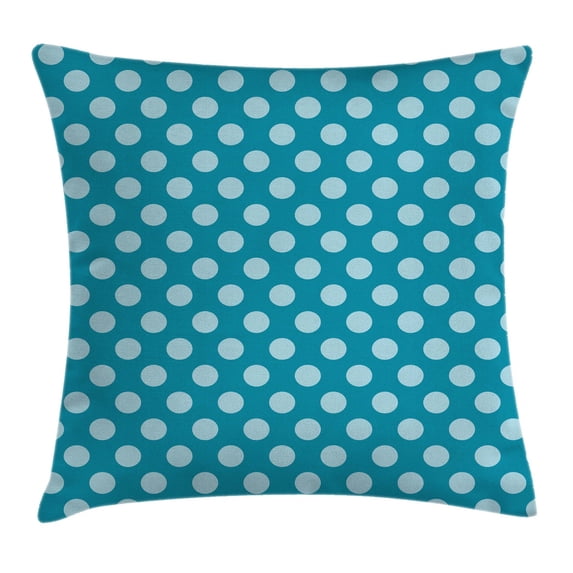 Teal Throw Pillow Cushion Cover, Retro Style Pattern with Polka Dots Soft High Seas Colored Light Blue Spots Blots, Decorative Square Accent Pillow Case, 20 X 20 Inches, Teal Light Blue, by Ambesonne
